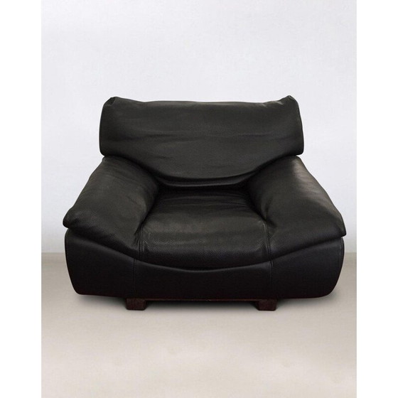 Image 1 of Canapé vintage et 2 chaises longues, ensemble de salon Roche Bobois, cuir noir