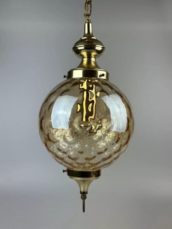 Image 1 of 60er 70er Jahre Deckenlampe Hängelampe von Glashütte Limburg Germany Space Age