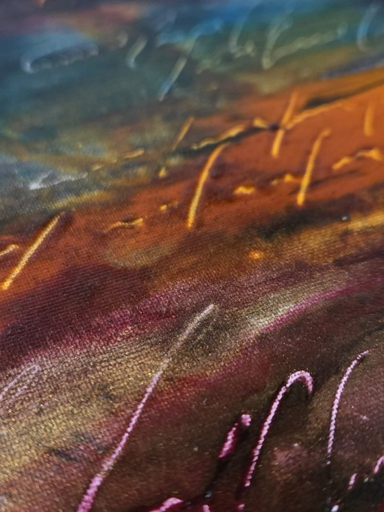 Image 1 of ALFREDO RAPETTI (Abstractie op basis van tekens). "Gold," 2007 - Gemengde technieken op canvas, 40x40x3 cm