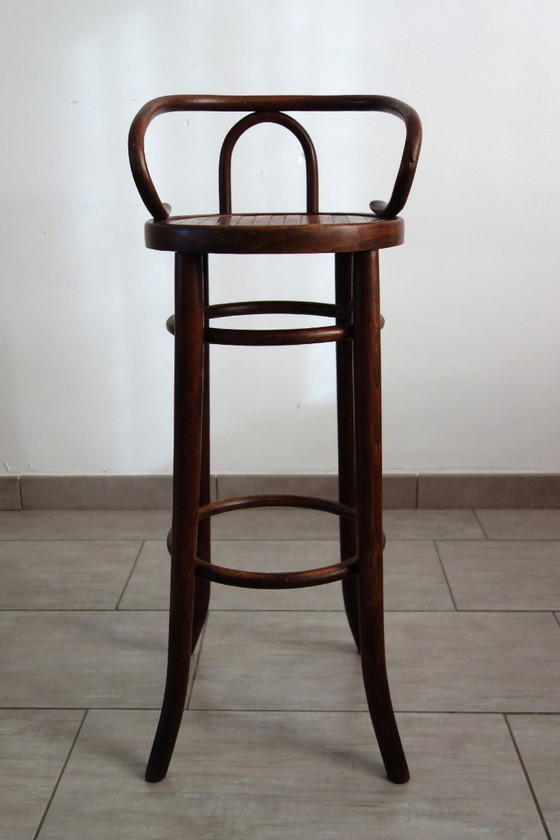 Image 1 of Children's high stool in curved wood, 1890s
