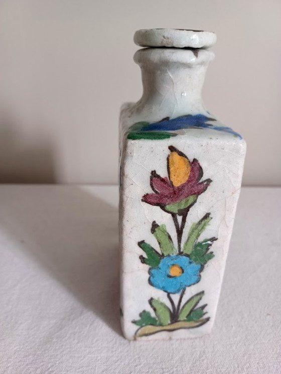 Image 1 of Antike persische Qajar-Keramikflasche mit Stöpsel – 19. Jahrhundert – Iznik-Stil