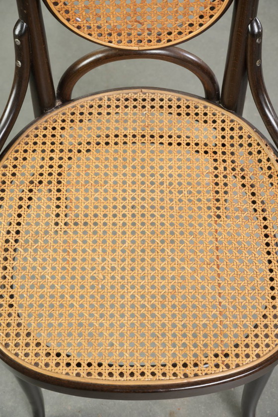 6x Original Vintage Thonet Long John Design Dining Chair / Bistro Chair With Webbing – Wood, Klassiek (photo 3 of 17)