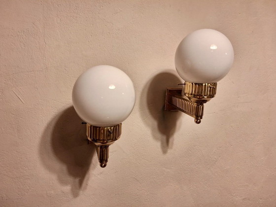 Image 1 of Paire d'appliques murales Astoria en laiton, par Josef Hoffmann, réédition WOKA Vienne