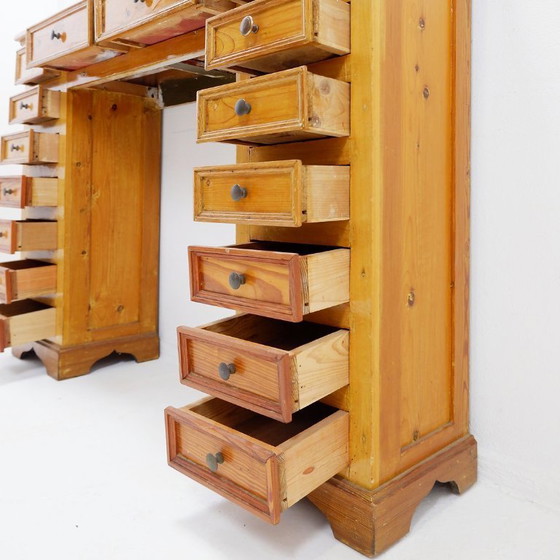 Image 1 of Apothecary cabinet on a solid pine pedestal - England, early 20th century
