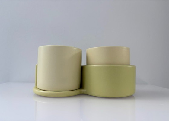 Double design Plant pot Céline de Lys, ceramic retro, Yellow, Modern (photo 6 of 13)