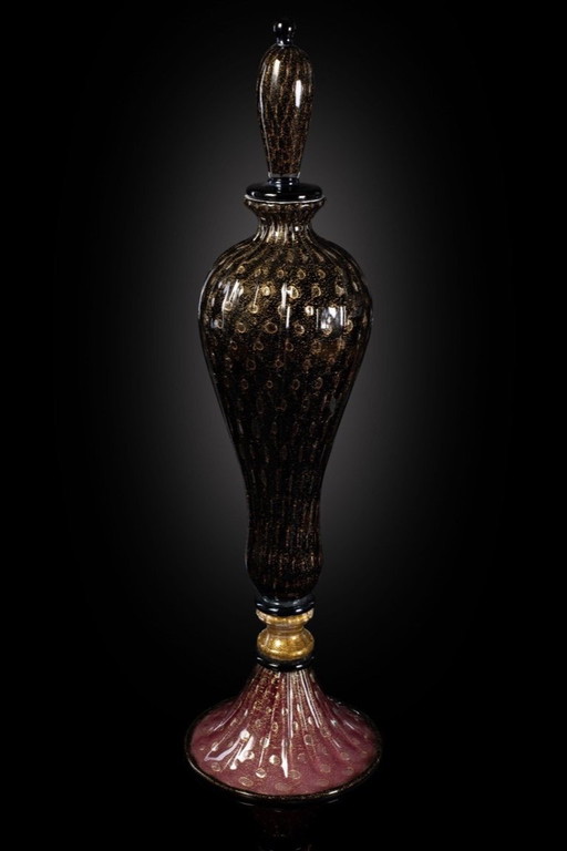 Flaschenvase aus Muranoglas, H. 68 cm, mit 24 Karat Blattgold – Hommage an Venedig