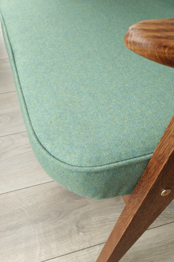 Vintage Lounge Chair Green Team Wool Oak Wood – Armchairs (photo 4 of 12)