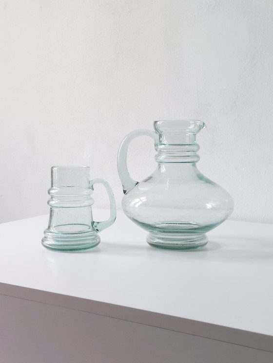 Image 1 of Coppia di caraffe/brocche in vetro vintage di metà secolo