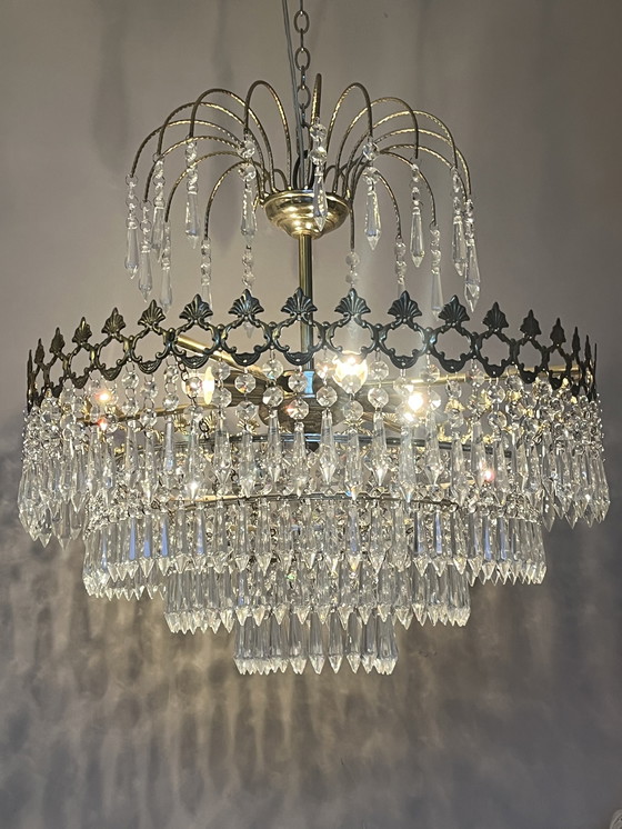 Image 1 of Lustre suspendu en cristal vintage style années 1920