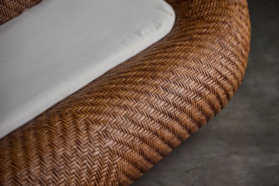 Image 1 of Sofá de mimbre tejido de mediados de siglo, Francia, década de 1970