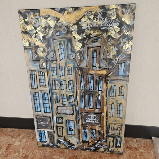 Rick Triest Glamour Amsterdam – schilderijen tekeningen, Gold, Canvas