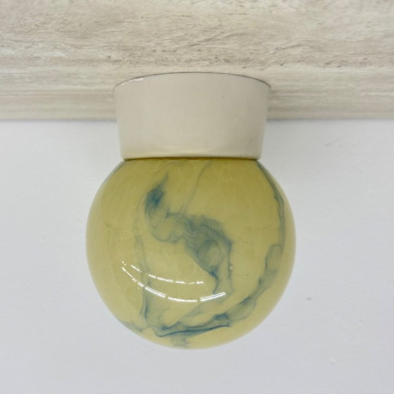 Image 1 of Thabur art deco marbled glass ceiling lamp , 1930s the Netherlands