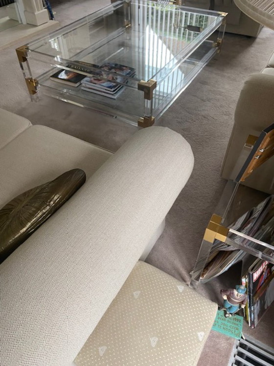Image 1 of Perspex with brass large coffee table