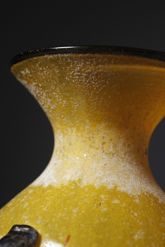 Vintage Murano Glass Blown Glass Vase, Scavo Technique, Italy, 1980s (photo 7 of 10)