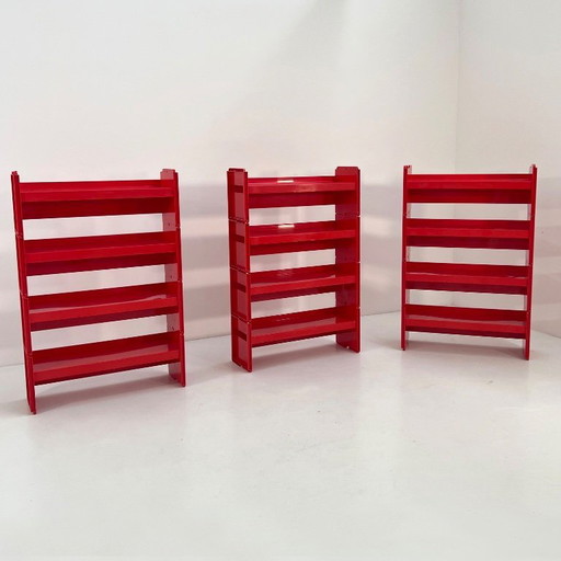 Rode modulaire Jeep-boekenkast van De Pas, D'Urbino en Lomazzi voor BBB, jaren 70.
