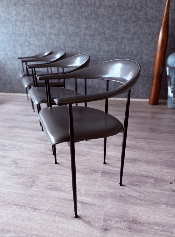 Image 1 of 4x poltrone vintage in pelle Fasem p40, Vegni & Gualtierotti, anni '90