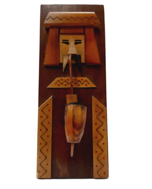 Vintage wooden coat peg, hat or umbrella hanger