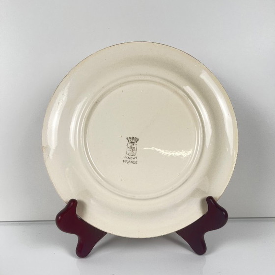 Image 1 of Set aus 5 Longwy-Desserttellern, frühes 20. Jahrhundert, florales Dekor