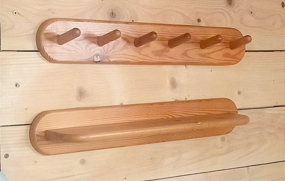 1 Appendiabiti & 1 Mensola a Parete in Pino, Anni '70 – Legno (photo 7 of 7)
