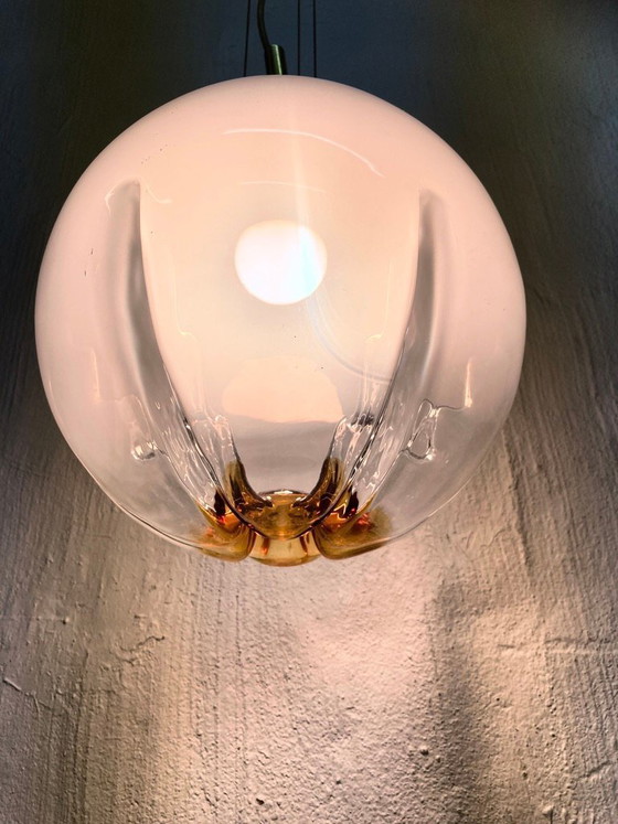 Image 1 of Lampada a sospensione italiana a globo in vetro, stile metà secolo, anni '60/'70.