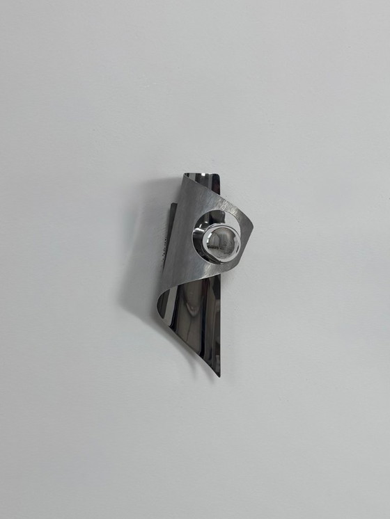 Image 1 of Coppia di applique vintage, metallo cromato, Francia, 1970