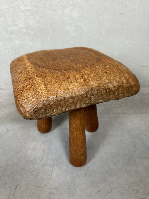 Tabouret vintage brutaliste - Chêne