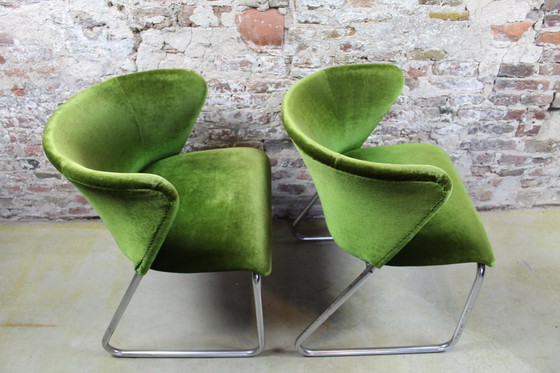 Image 1 of Fauteuils lounge style années 50. Lot de deux. Velours vert.