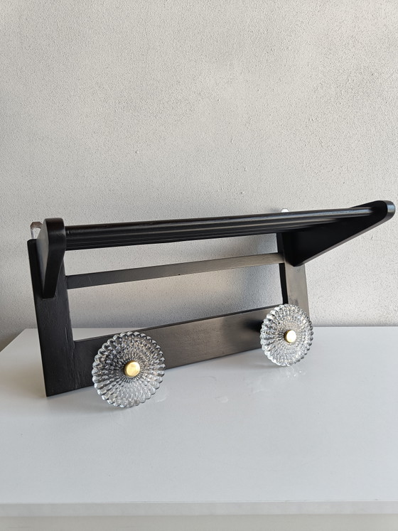 Image 1 of Italienische Wandgarderobe aus der Mitte des 20. Jahrhunderts mit Glas- und Messingknöpfen, 1960er Jahre