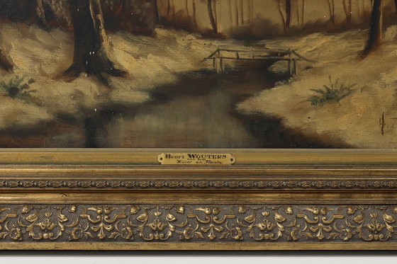 Image 1 of Ölgemälde „Winter in Flandern“ des niederländischen Künstlers Henri Wouters (1866-1935)