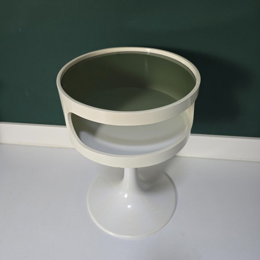 Vintage Opal Luna/Tulip Table – Space Age Style – White – 1970s. Round table. Side table. Retro table.