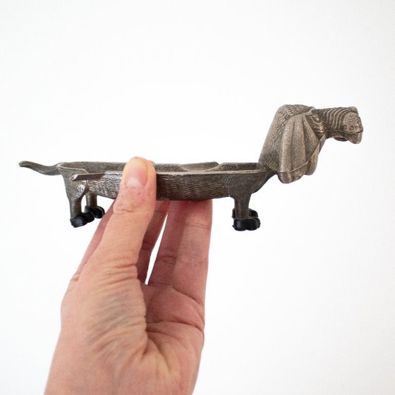 Image 1 of Vintage metal ashtray in the shape of a dachshund/dog
