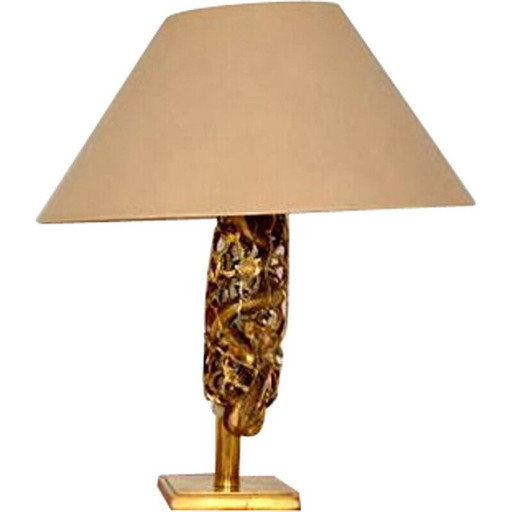 Vintage verguld hout en messing sfeerlamp, 1960