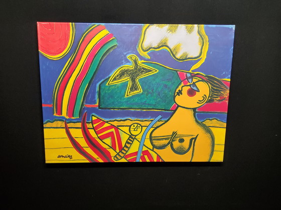 Image 1 of Sérigraphie Corneille sur toile 80x60cm