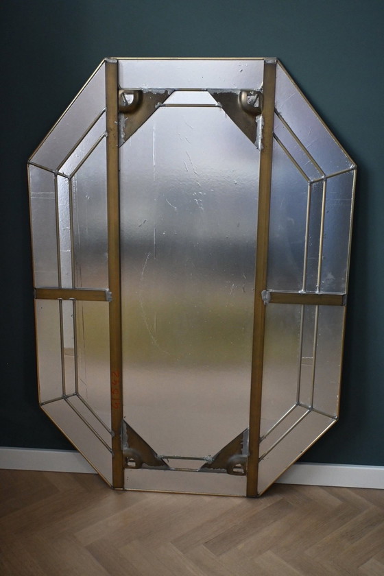 Image 1 of Large mirror with facet-cut glass, octagonal