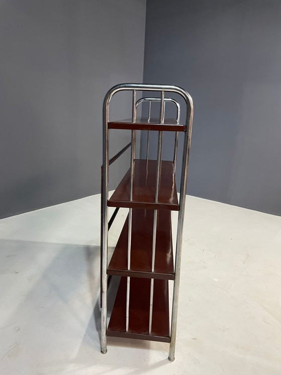 Image 1 of Étagère Bauhaus en acier plié et en tôle chromée, Europe, années 1930