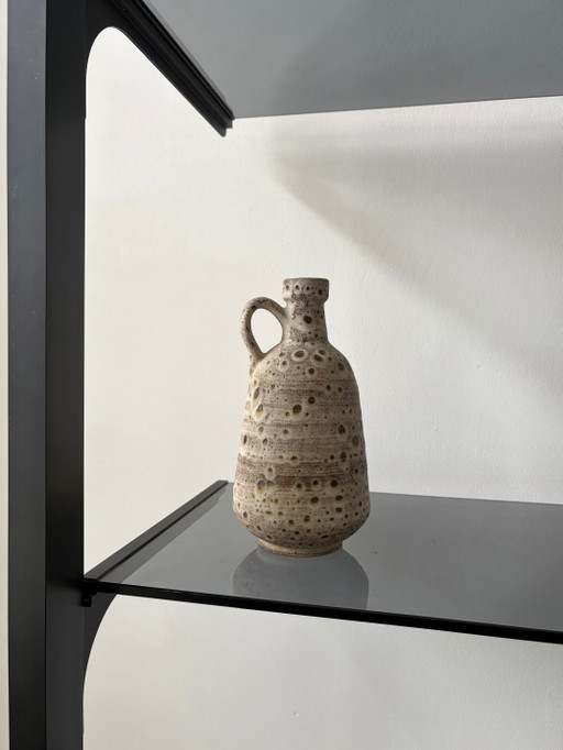 Vintage Keramikvase – beige mit braunen Sprenkeln