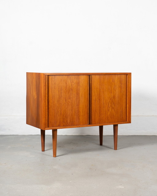 Mid Century Teak Sideboard With Tambour Doors