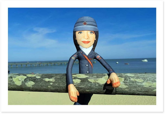 Image 1 of Red Cross Nurse Gift Art Doll | WW2 Nurse Gift Collectible | Red Cross Nurse Office Decor | WW2 Medical History Gift