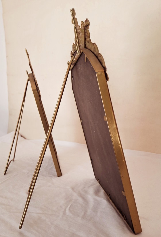 Image 1 of Paire louis xv gilded mirrors/ freestanding/mounted/gold/metal/vintage/50/60/midcentury modern quality