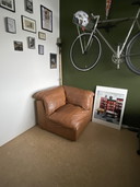 Vintage lederen hoekbankje fauteuil in de Sede-stijl