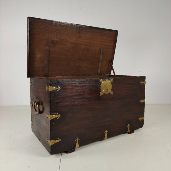 Image 1 of 18th-century Dutch VOC colonial chest with brass fittings