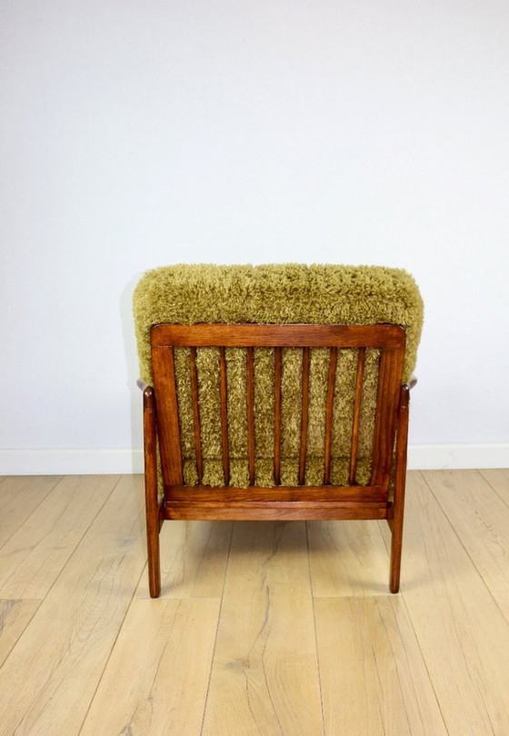 Image 1 of Fauteuil vintage en bois marron kaki/olive à poils longs en forme de renard par Z. Bączyk - 2 exemplaires disponibles