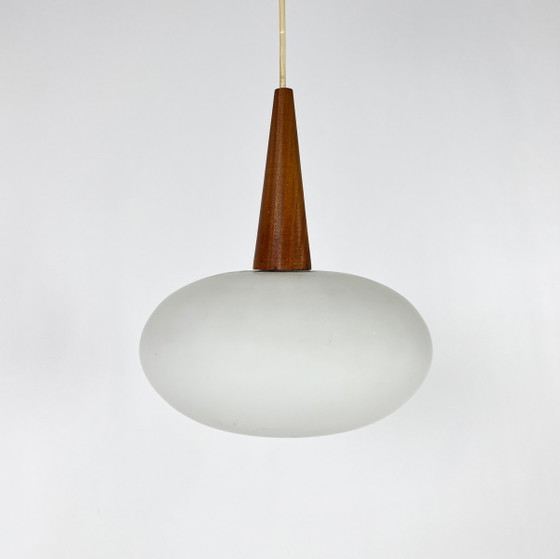 Vintage Louis Kalff "NG74" Hanglamp by Philips - Jaren 50/60 – Hanglampen, Glass, Wood (photo 2 of 9)