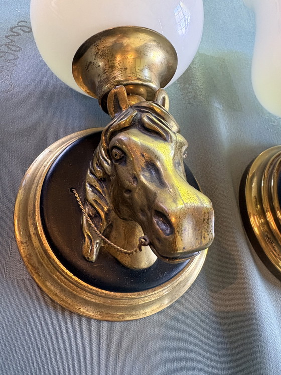 Image 1 of 2 wandlampen paard Maison Lancel 