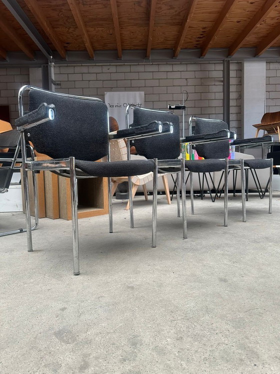 Image 1 of Vintage Schöder & Henzelmann tubular frame stackable chairs (more in stock)