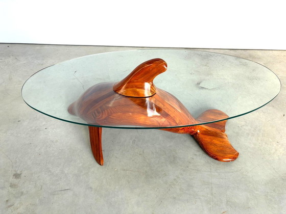 Polyte Solet Dolphin Coffee Table And Stools, 1990s – Glass, Wood (photo 5 of 16)