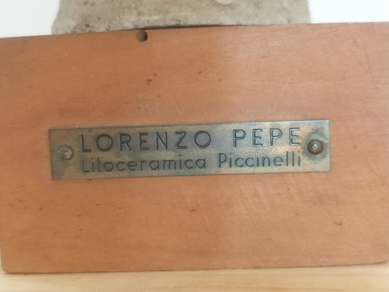 Lorenzo Pepe (1912-1984), Testa, Litoceramica auf Holzsockel, Signiert – Bildhauerei, Wood (photo 9 of 13)