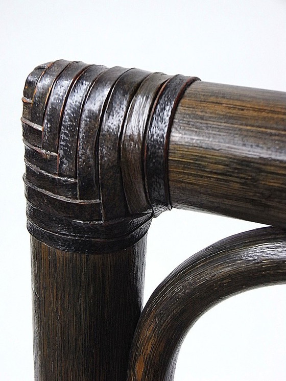 Image 1 of Eetkamerstoelen (6) gemaakt van rotan en bamboe door McGuire, VS, jaren 70