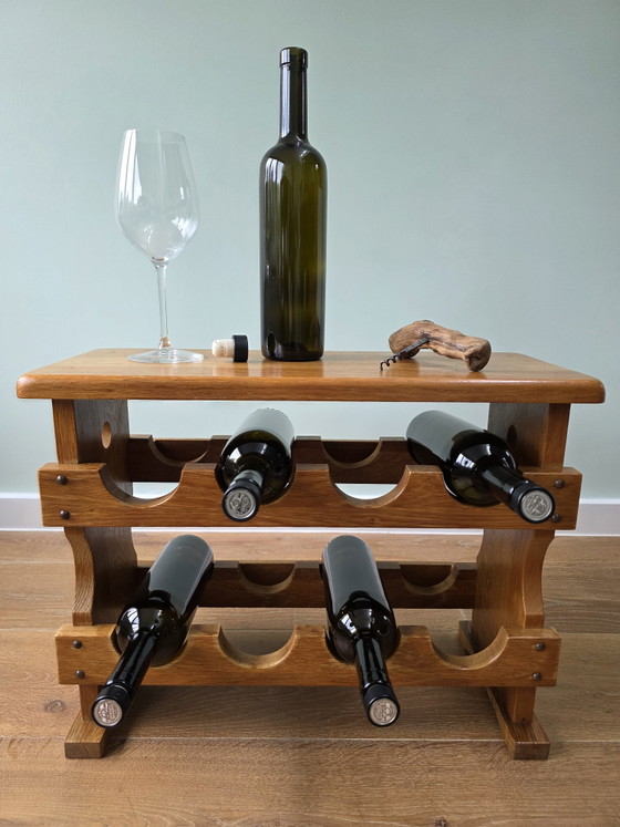 Image 1 of Solid Oak Wine Rack 8 Bottles 60s/70s