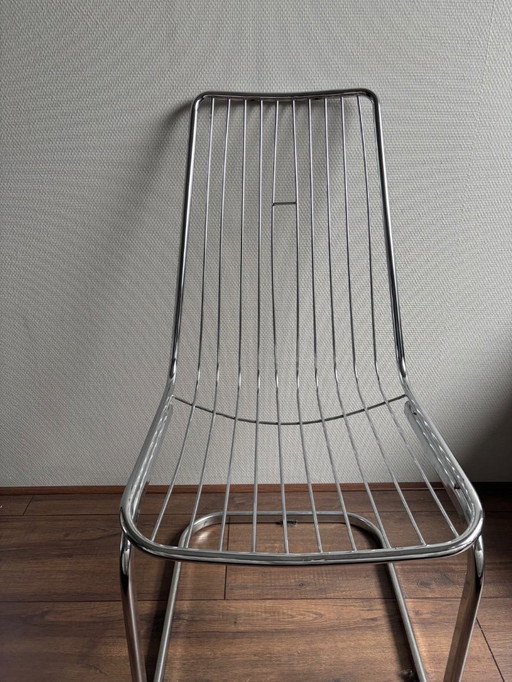 4x Vintage wire chairs chrome